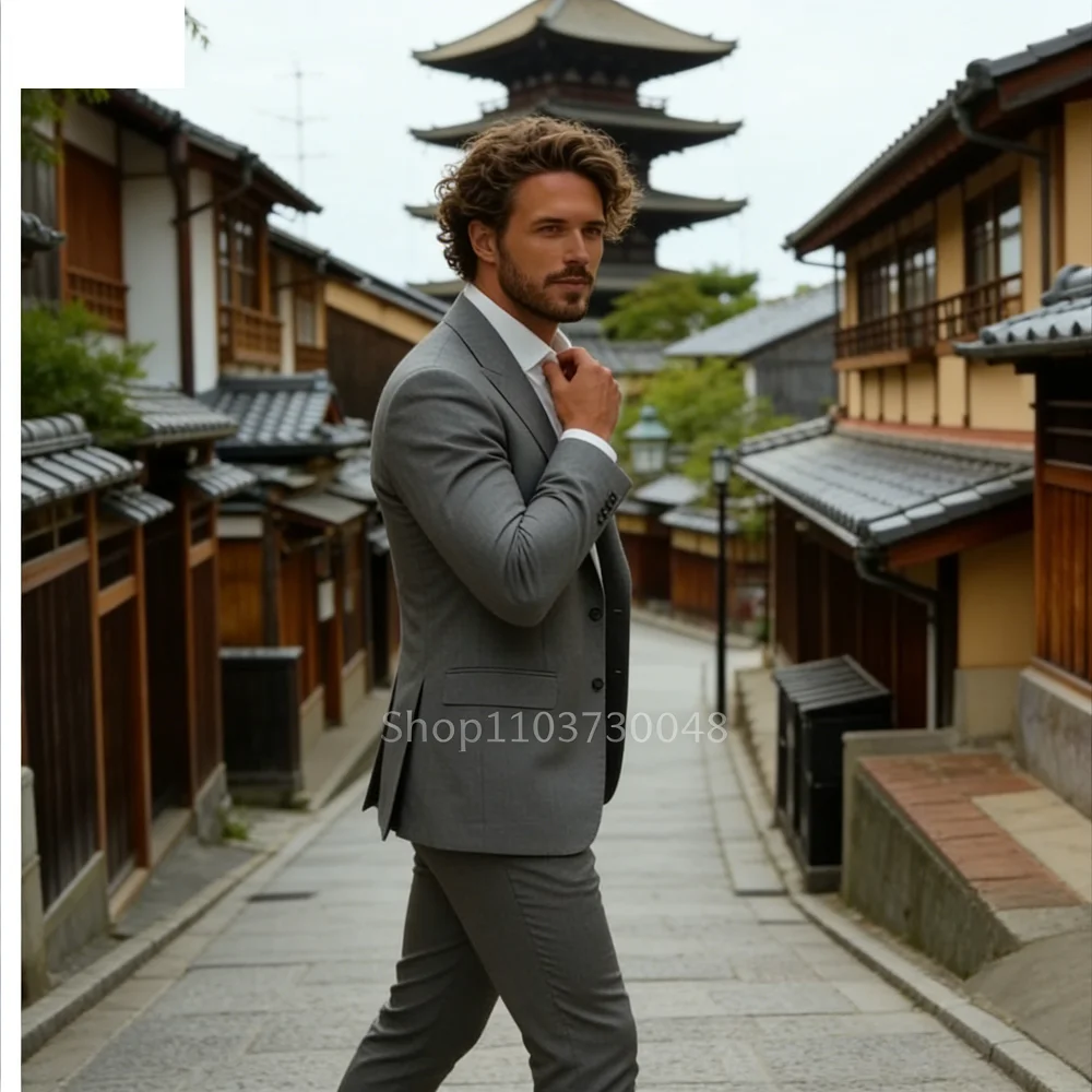 

Men's Slim Fit Linen Wedding Tuxedo Jacket Lapel Smalking Casual Wedding Blazer And Pants Summer 3-Piece Suit for Weddings