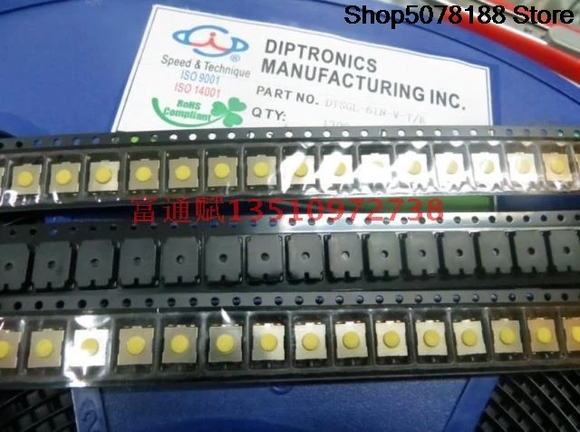Taiwan DIP Yuanda DTSGL-61Y-V light touch switch 6*6*2.5 foot button Light touch switch