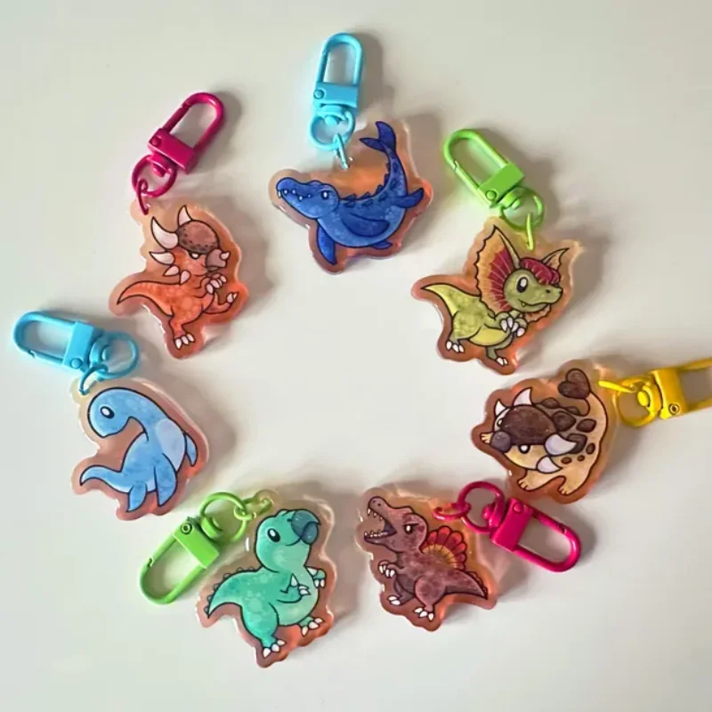 Dinosaur Mystery Acrylic Keychain Customizable Wild Dinosaur Shapes - Iguanodon Spinosaurus Ankylosaurus Dilophosaurus Mosasauru