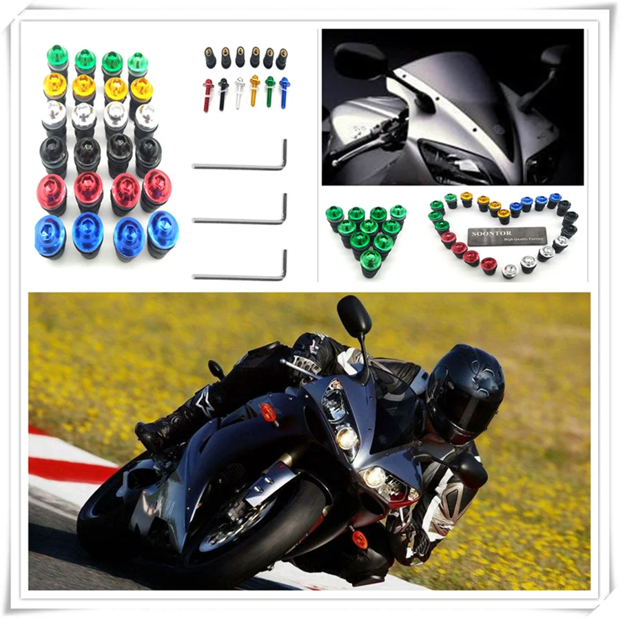 10PCS red Motorcycle Screw Windscreen Windshield Bolt Screws for BMW K1200S K1300 S/R/GT S1000RR HONDA CBR125R CRF250R