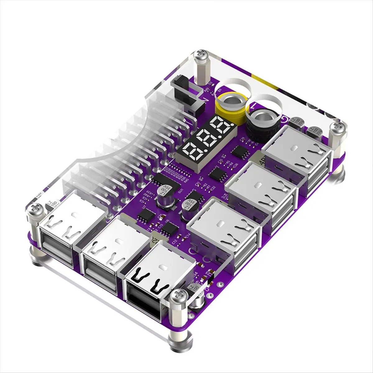 A64I ATX 24Pin Power Supply Breakout Board Power Module Adapter with 12 Port USB 2.0 and QC 2.0/ 3.0 and 12V Output