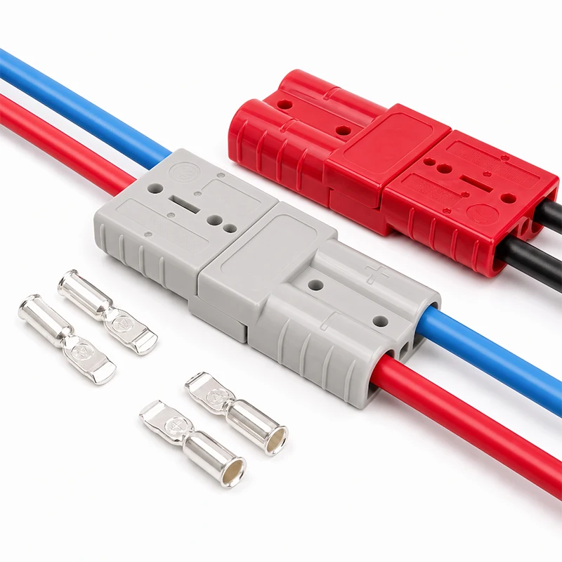 50A 120A 2 Pole Battery Power Connector Quick Disconnect Charging Plug with Copper Crimp Contacts for RV Solar Caravan Wiring