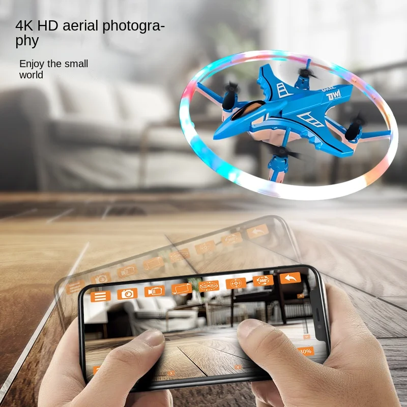 

DWI 2022 Mini Toy airplane Drone 4K Camera real-time transmission Aerial Four Axis with Light Anti Drop Ring Children's toy gi