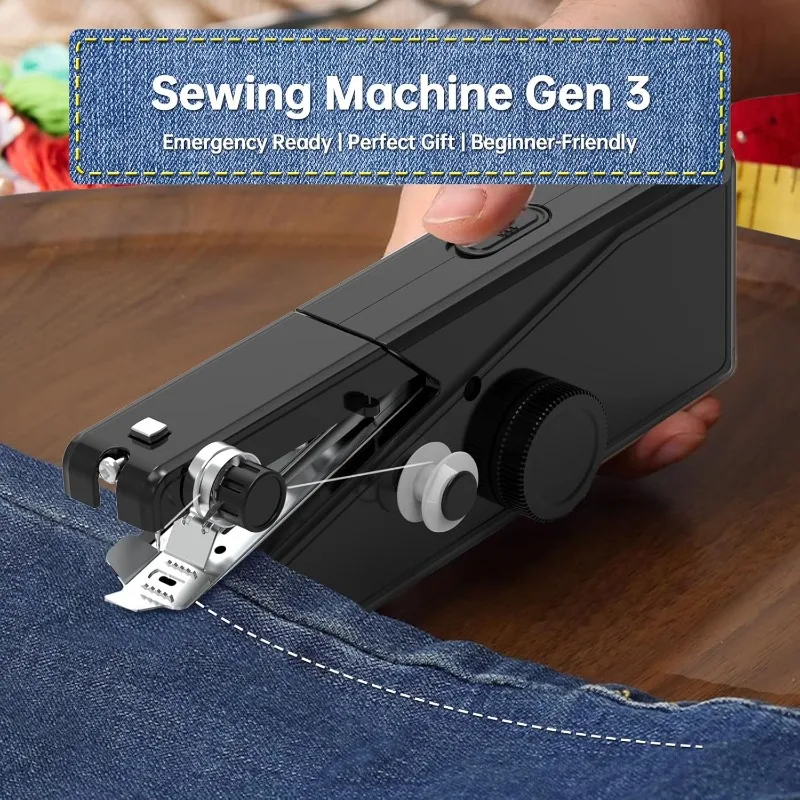 ماكينة خياطة محمولة، ماكينة خياطة صغيرة محمولة ولاسلكية للمبتدئين - خياطة كهربائية سريعة، منديل ملابس من القماش بنفسك