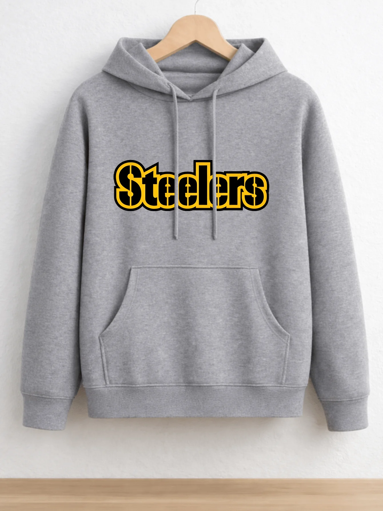 Men's Hooded Sweatshirt Casual Sporty Pullover Hoodie For Autumn Winter Steelers Logo Print Design With Bold Black And Yellow Typography Unisex Comfortable Fit Ideal For Everyday Wear Sports Activities And Fan Events Perfect For Fall And Winter Seasons