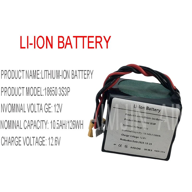 12.6V Battery for Parrot Disco 12V 10.5Ah 3S3P High Capacity Li-ion Battery for RC Airplane Quadrotor UAV Rechargeable