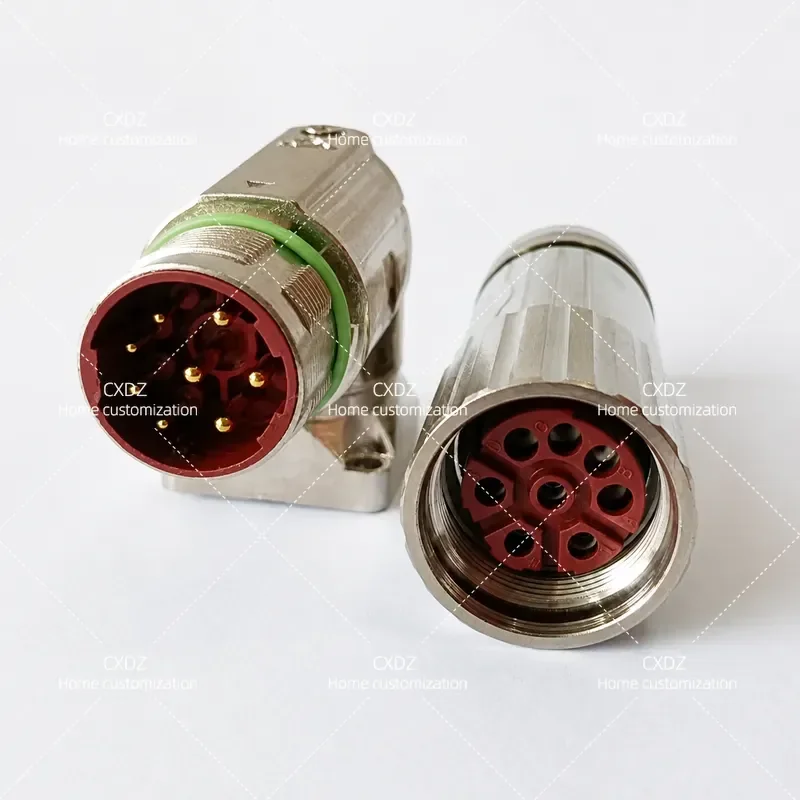 M923 Power Supply Plug 8Pin Curved Connector Internal Thread 6 Holes M23 Servo Motor Connector 6 Pins 8 Pins
