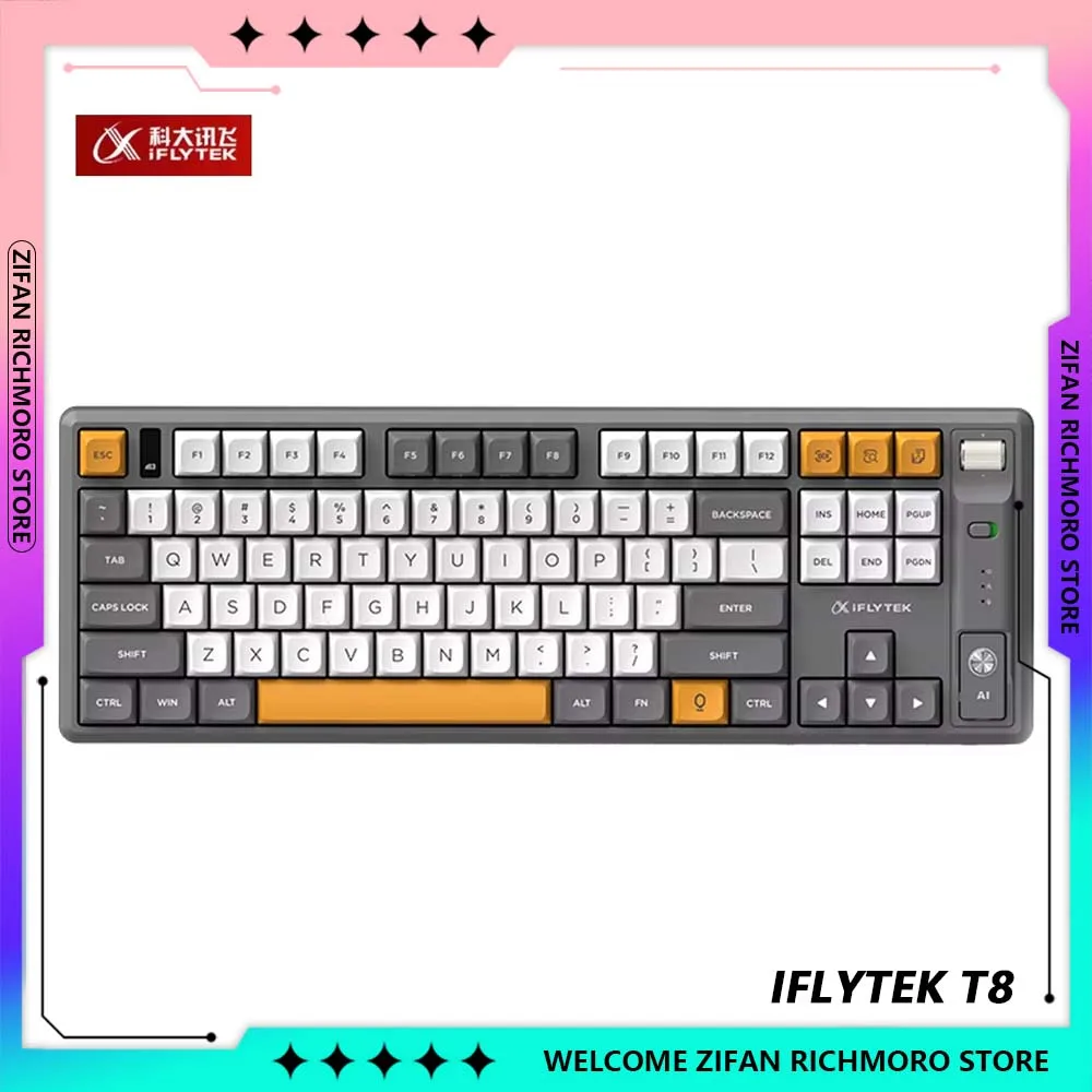 IFLYTEK T8 AI Intelligent Mechanical Keyboard Office Voice Tri-mode Wireless Gaming Keyboard Custom PC E-Sports Office Accessory