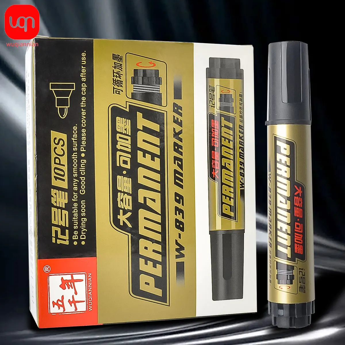 

WQN-3/6pcs Black Large-Capacity Marker Pen Can Be Filled With Ink, Waterproof And Quick-Drying,Suitable For DIY Use Of Logistics