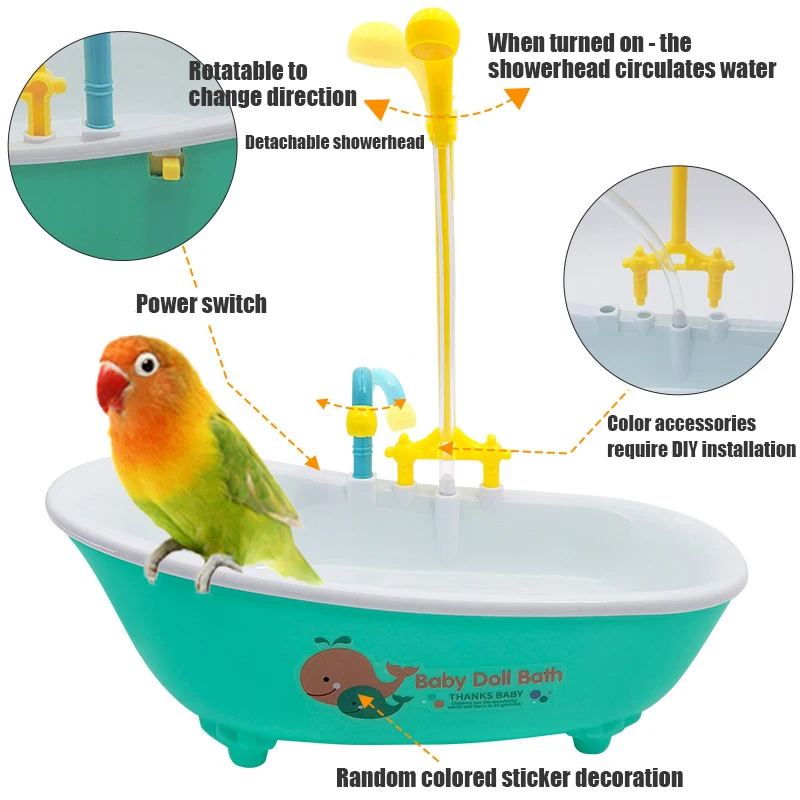 1 Stück Papageien-Automatische Intelligente Duschbadewanne Blau Zubehör Haushaltsbedarf Kunststoff Sittich-Zubehör Vogelkäfig – Detail 5