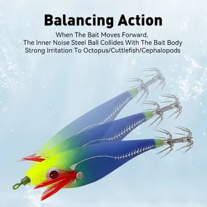 Leysun-fisheries, luminous, horizontal squid jig, wood shrimp, octopus, squid, saltwater baits, squid hook, 14pcs set 12 Main Sales Artificial Camarao - №11