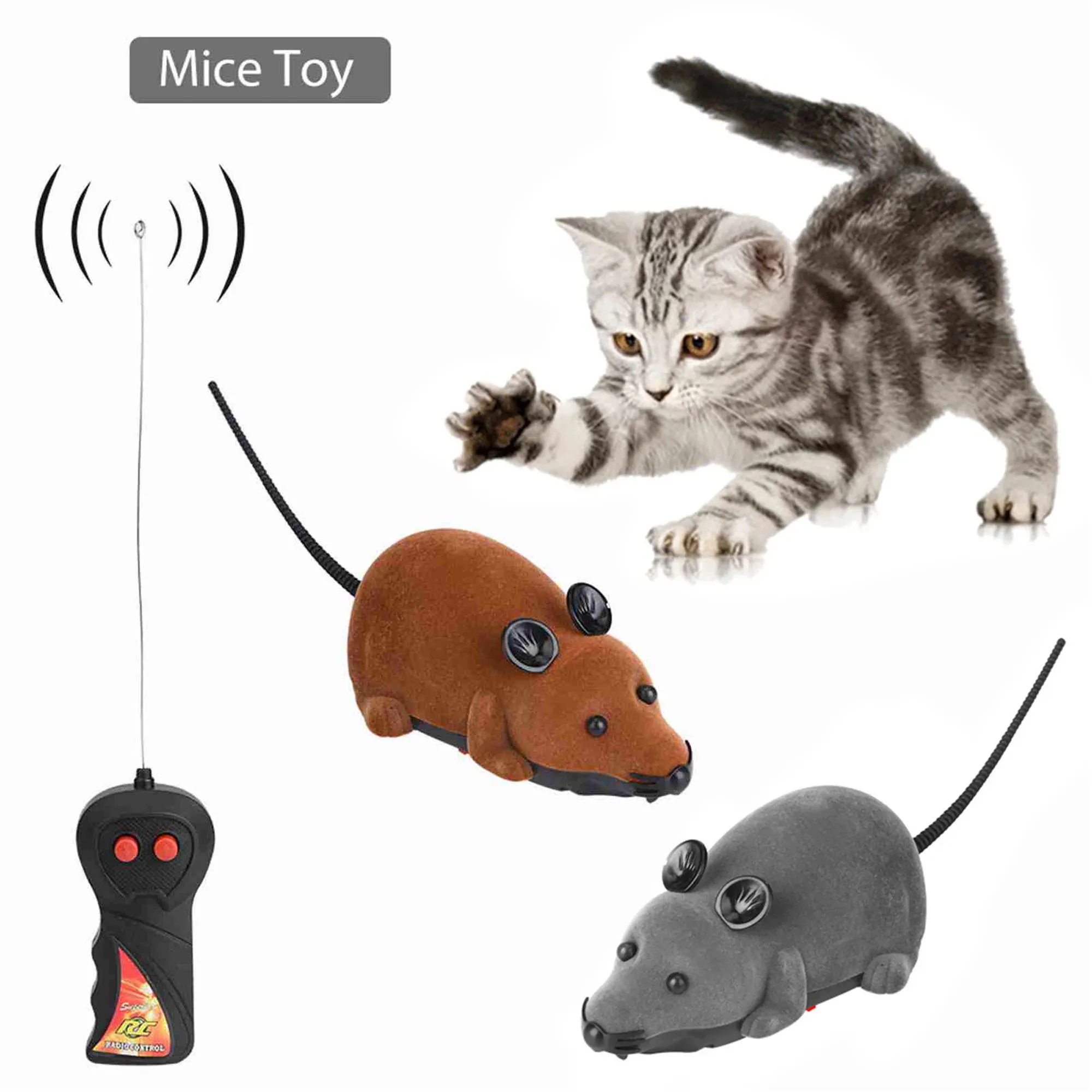 Funny Cat Toy Flocking Remote Control Mouse Novelty Tricky Pet Remote Control Toy Mouse Wireless Remote Control Mouse