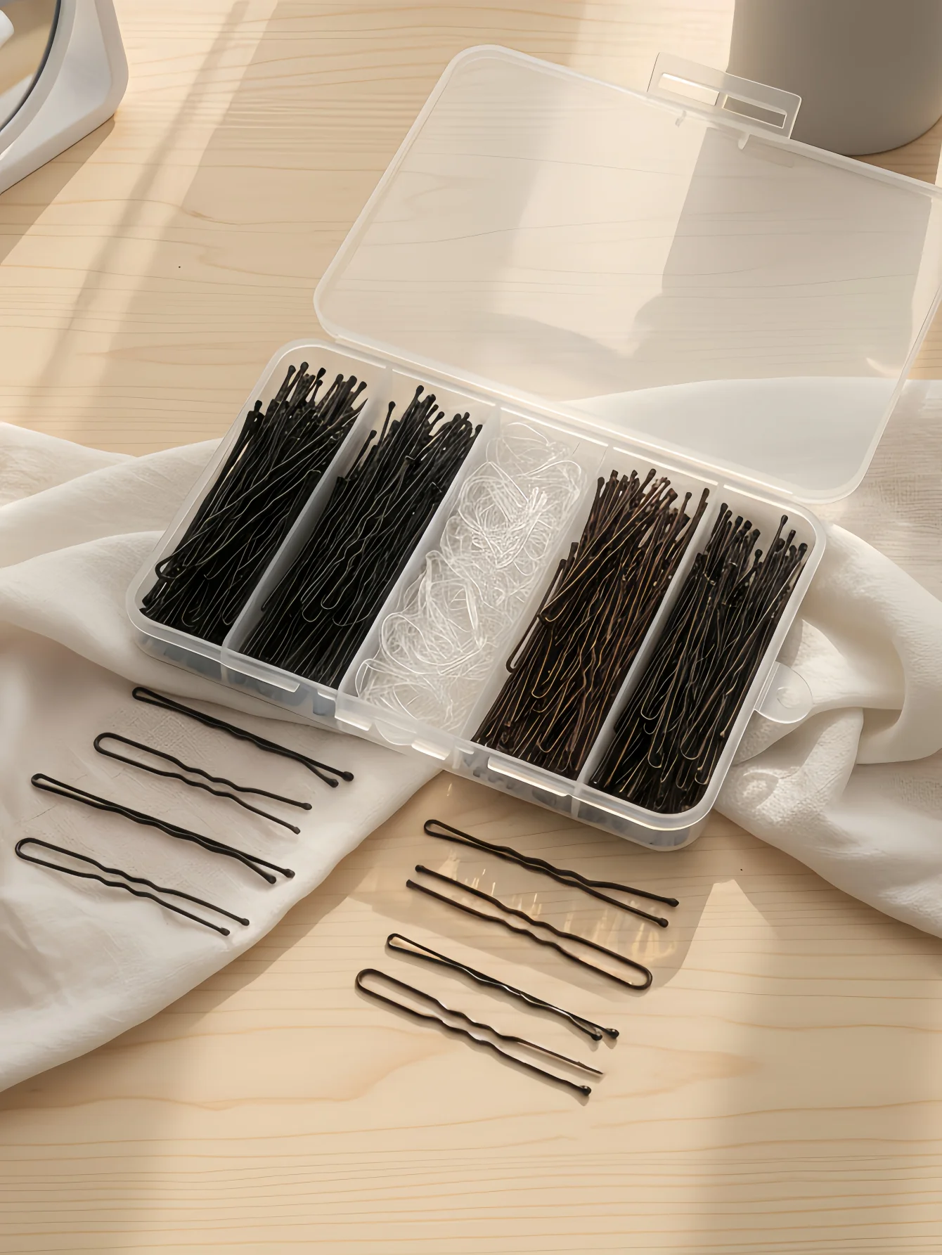 

300Pcs Hair Accessories Kit Bobby Pins Hair Pins Hair Bands With Storage Box for Women & Girls Ideal for Buns & Daily Hairstyle