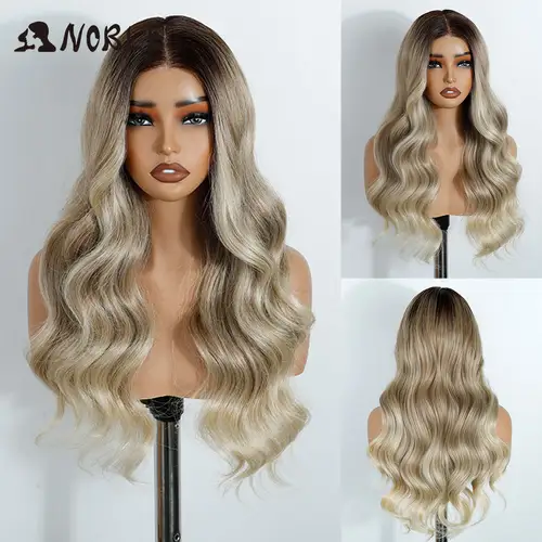 Noble 24Inch Synthetic Lace Front Wig Blonde Ombre Body Wave Hot Sale Fast Shipping Heat Resistant Glueless Wig for Women Daily - Image 7