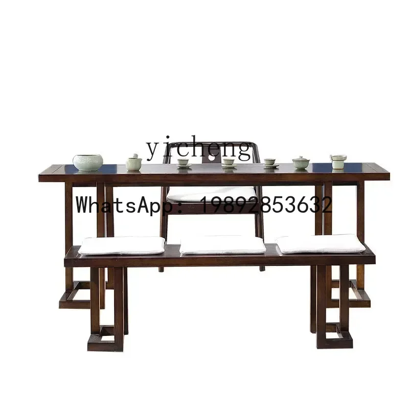 LYY Solid Wood Table-Chair Set Zen Kung Fu Tea Table House Tea Making Desks and Chairs