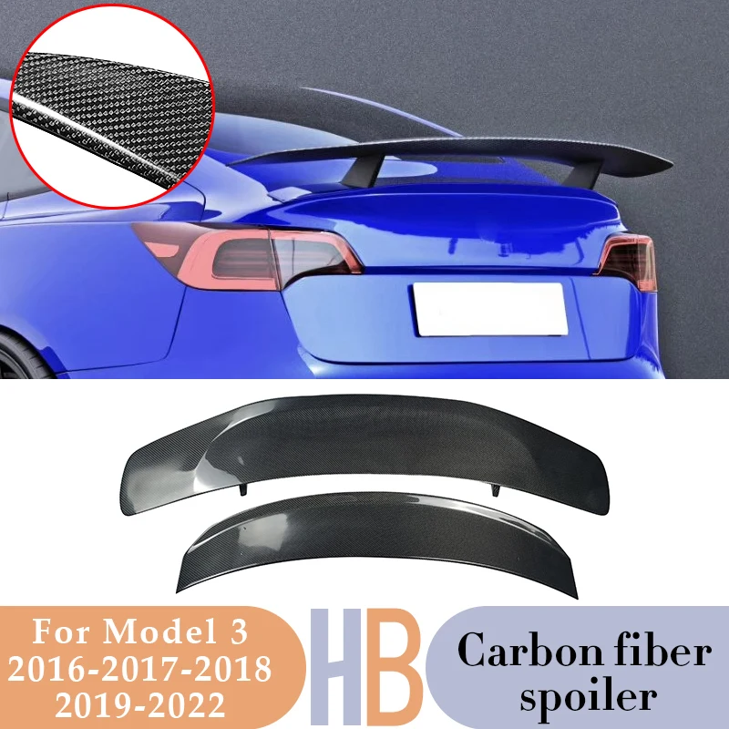 

For Tesla Model 3 Rear Spoiler 2 Layers Real Carbon Fiber Layer Spoiler Large Tail Accessories Exterior Multi-material