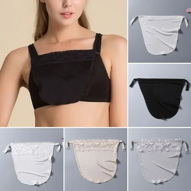 Anti-Glare Underwears Strapless Insert Wrapped Chest Overlay Modesty Panel for Women Quick Easy Clip-On Lace Mock Camisole Bra