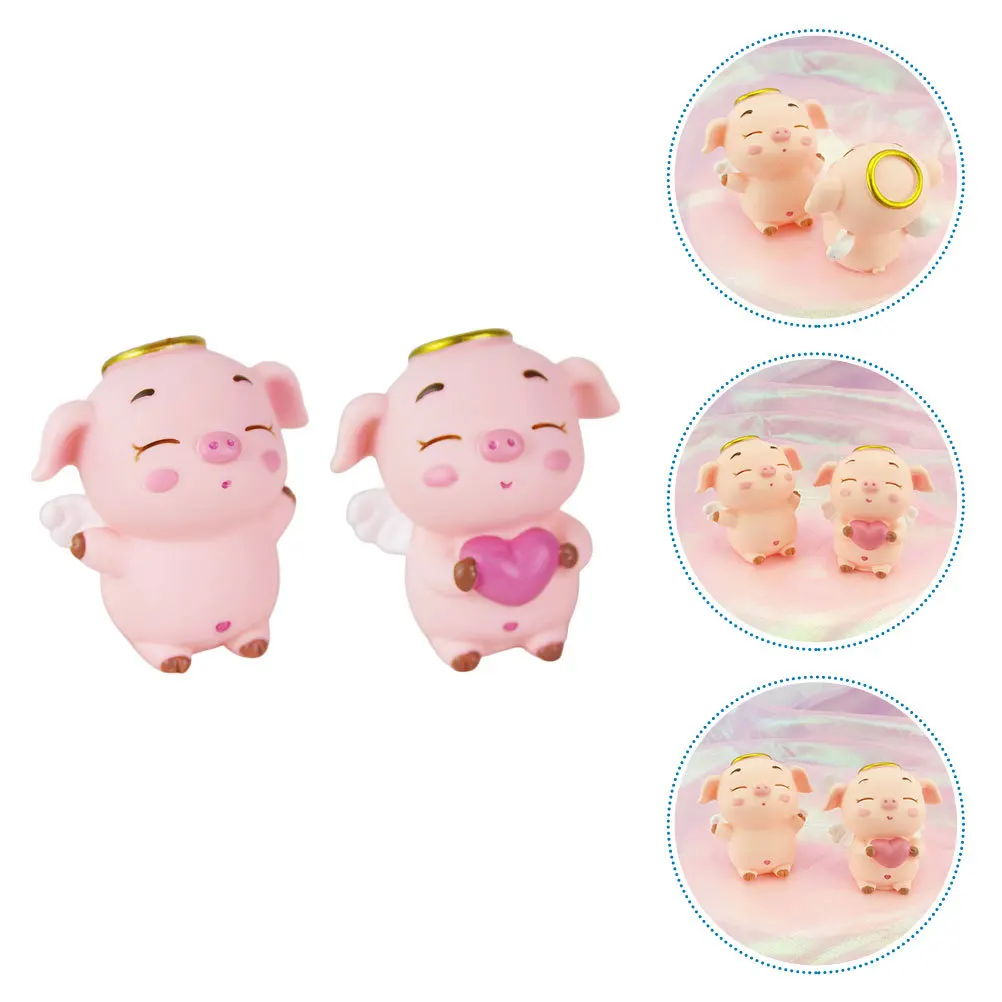 

2Pcs Pig Cake Decoration Sturdy Eco-Friendly Cartoon Birthday Cake Ornament Fun Party Adornment Photography Prop
