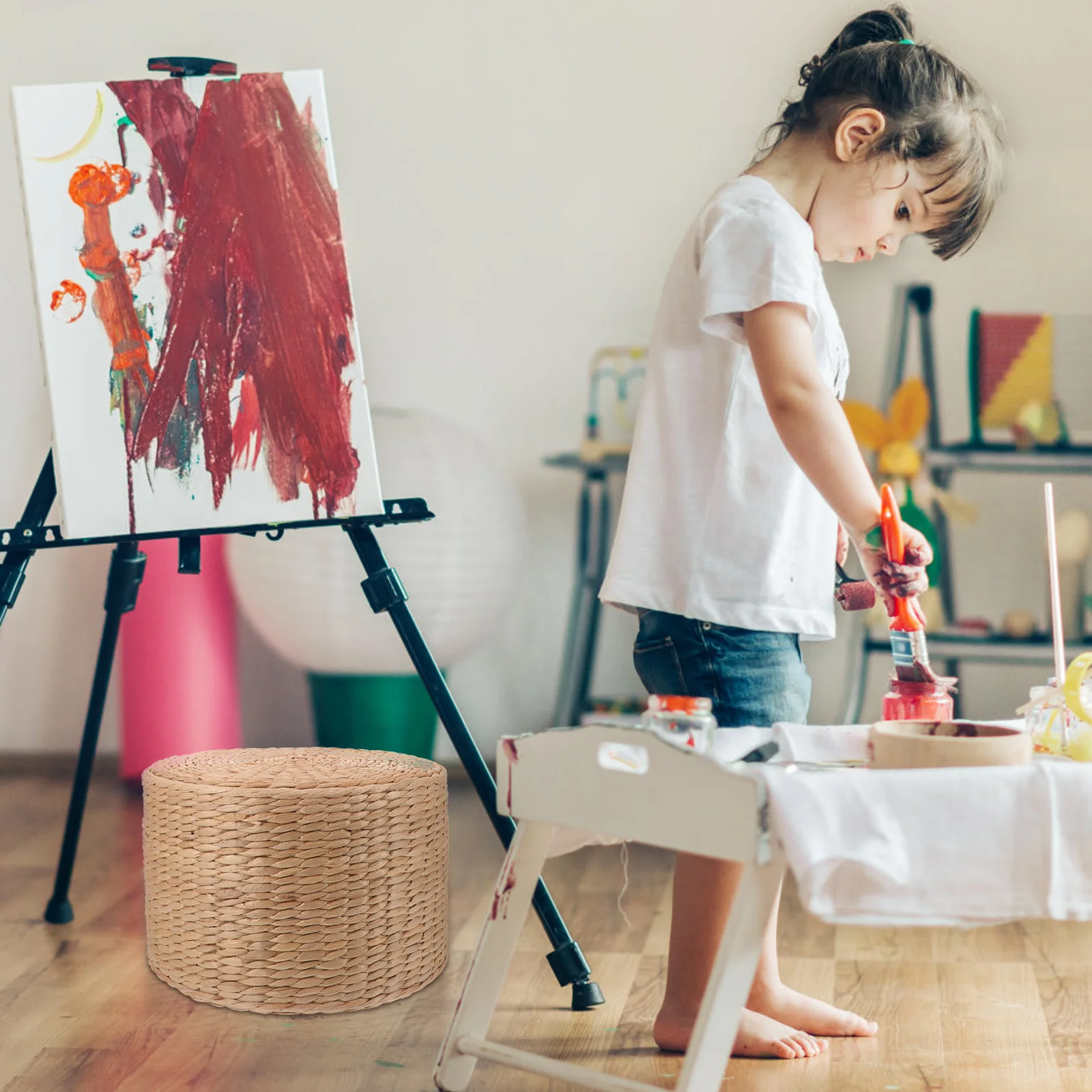 

Kids Woven Small Step Stool For Garden Bathroom Shoe Changing Station Children'S Outdoor Indoor Multi-Function Low Stool