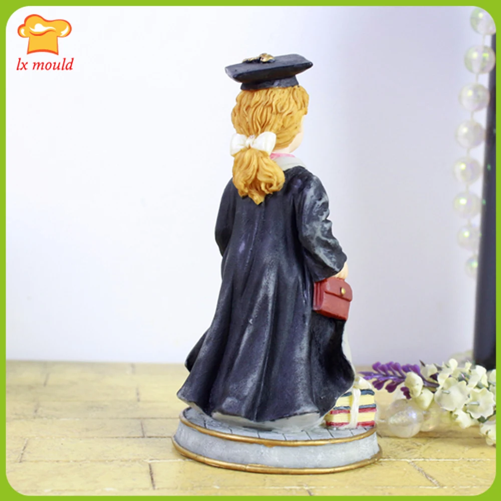 3D Dr. Doll Silicone Candle Mould Teacher's Day Birthday Graduation Ceremony Soap Icing Sugar Chocolate Cake Baking Decor Mold