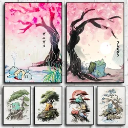Pokemon Peripherals Pikachu Bulbasaur Squirtle Charmander Canvas Painting Anime Wall Art Prints Living Room Decor Posters