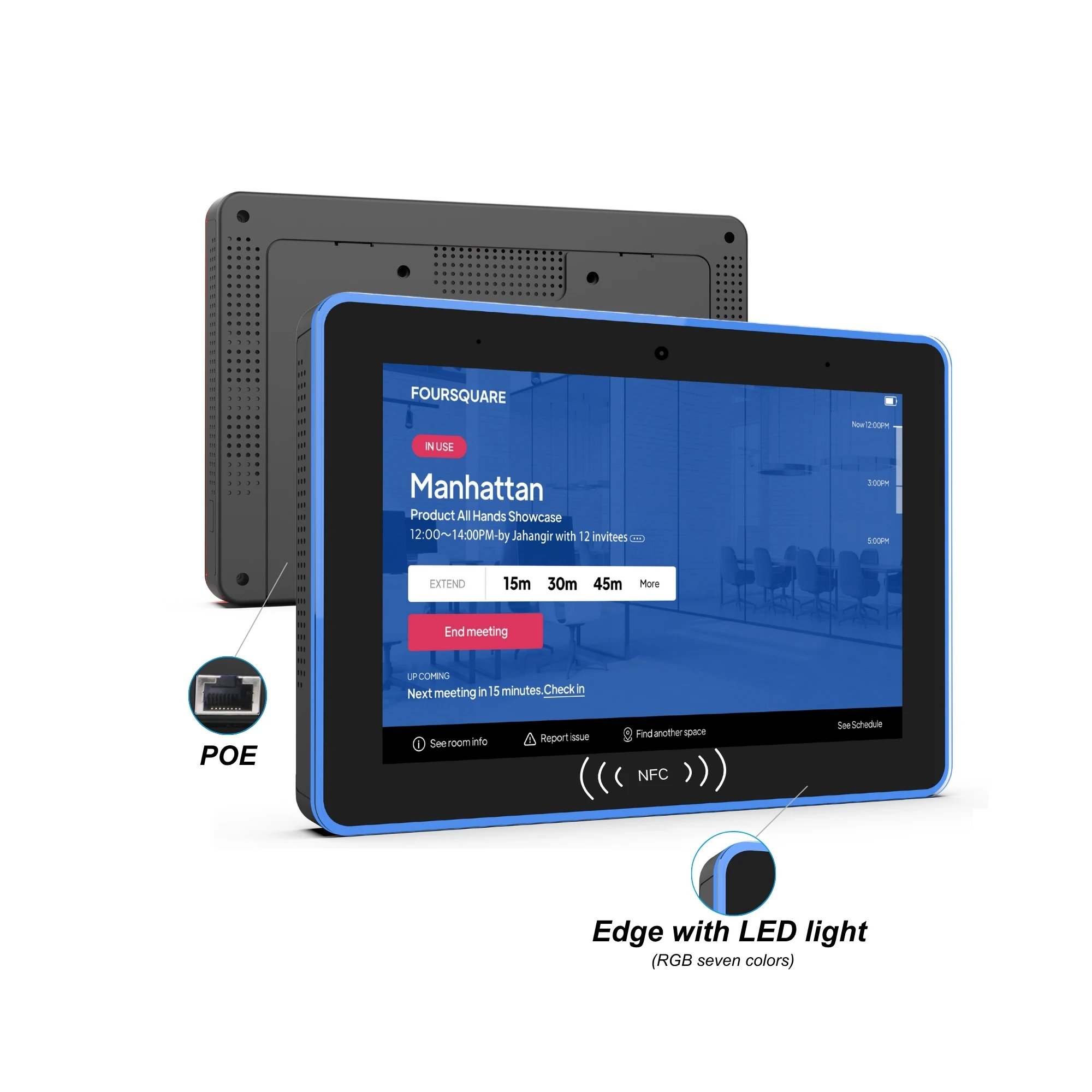 

8-дюймовый настенный планшет Digital Signage с сенсорным экраном Android 11, край планшета со светодиодной подсветкой, дополнительный NFC POE для конференц-зала