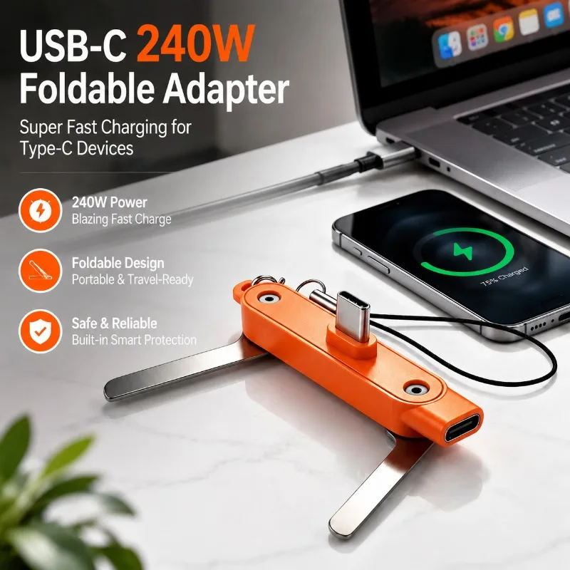 240W Super Fast Charging Type-C Adapter Foldable Phone Stand Converter Support Stable Transmission High Power PD Quick Charge