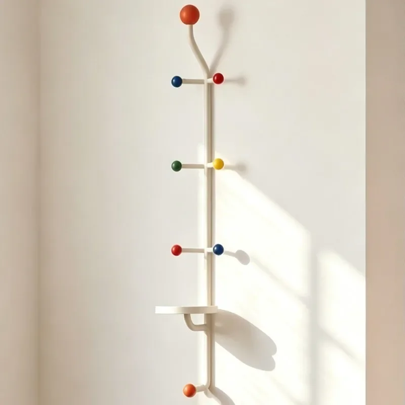 Vertical Wall Coat Rack Color Ball Clothes Racks Modern Entrance Hall Hat Holder With Storage Tray Home Decor Bedroom Bag Shelf