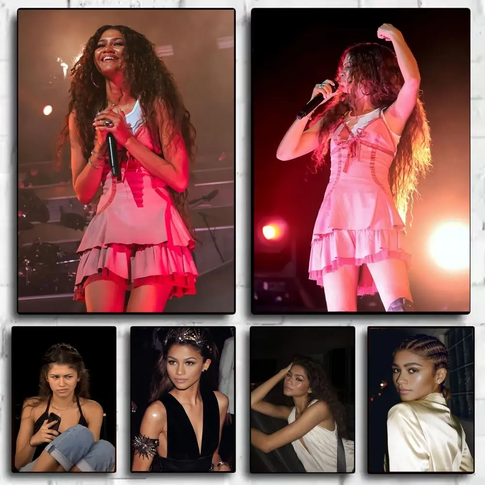 

Z-ZenDaya Singer Actor Poster Home Living Bed Room Bar Hallway Sticky Wall Art Printing Waterproof Aesthetic Decor
