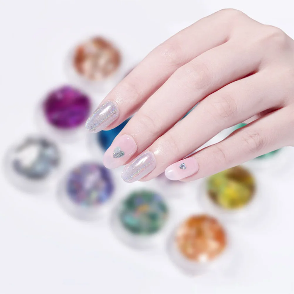 

1Set Nail Sequins Manicure Decor 12 Colors Cross Heart Shape Glitter Paillette for Home Salon Graduation Party Night Out