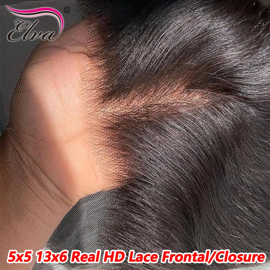

5X5 13x6 Real HD Lace Closure Фронтальная часть человеческих волос Прямые и объемные волны Melt Skins Предварительно выщипанные HD Lace Closure Только девственные волосы
