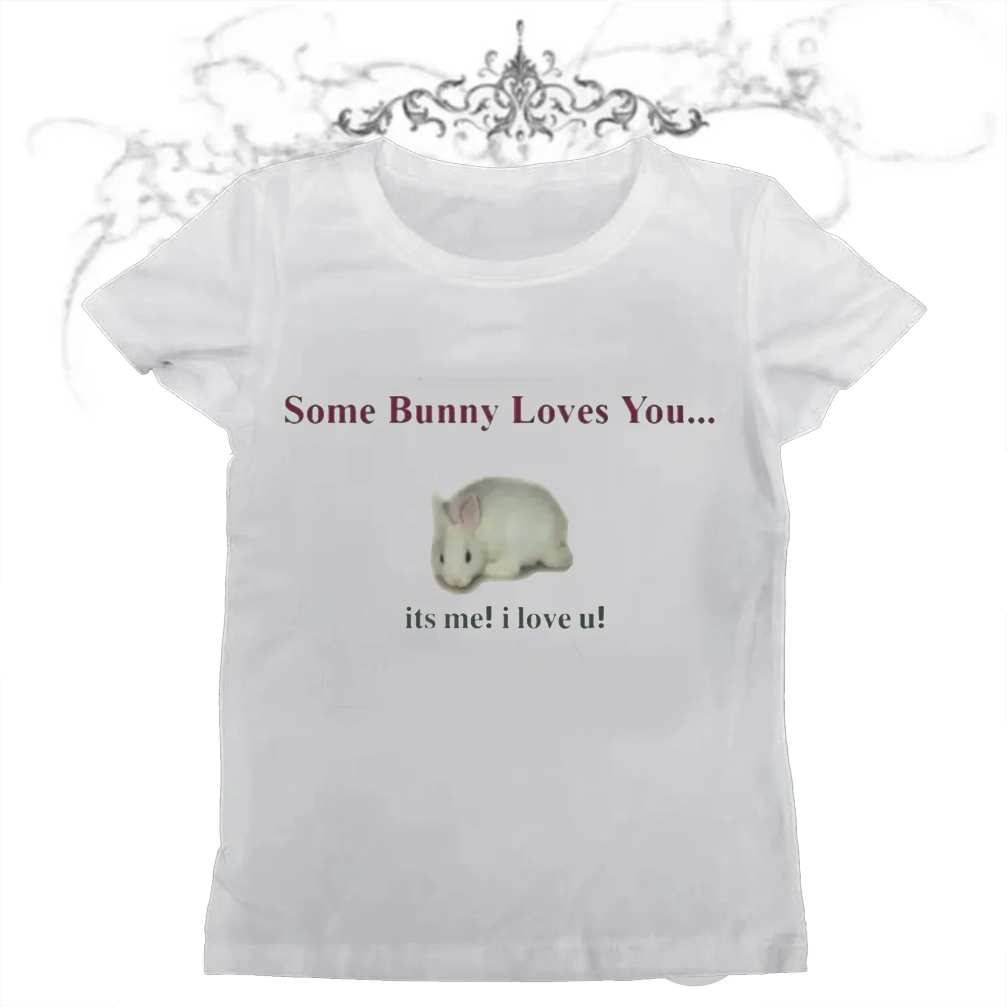 Some Bunny Loves You Bedrucktes T-Shirt Y2k Kaninchen Kurzarm-Shirts 90er Vintage Kleidung für Frauen Sommer Gothic Weibliche Kawaii Tops – Detail 4