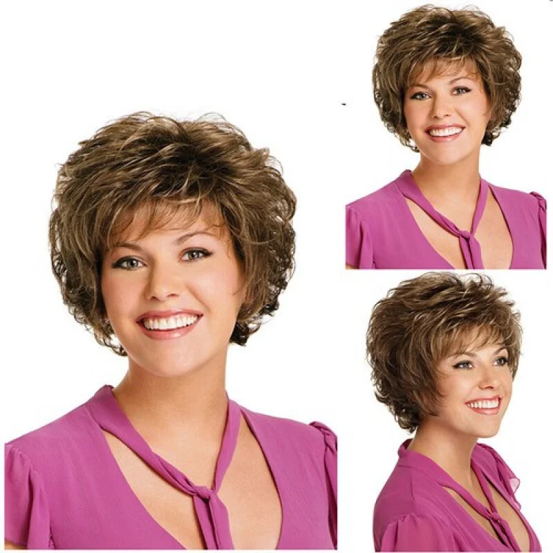 

New Fashion Ladies Wigs Women's Wig Short Dark Golden Curly Natural Hair Wig