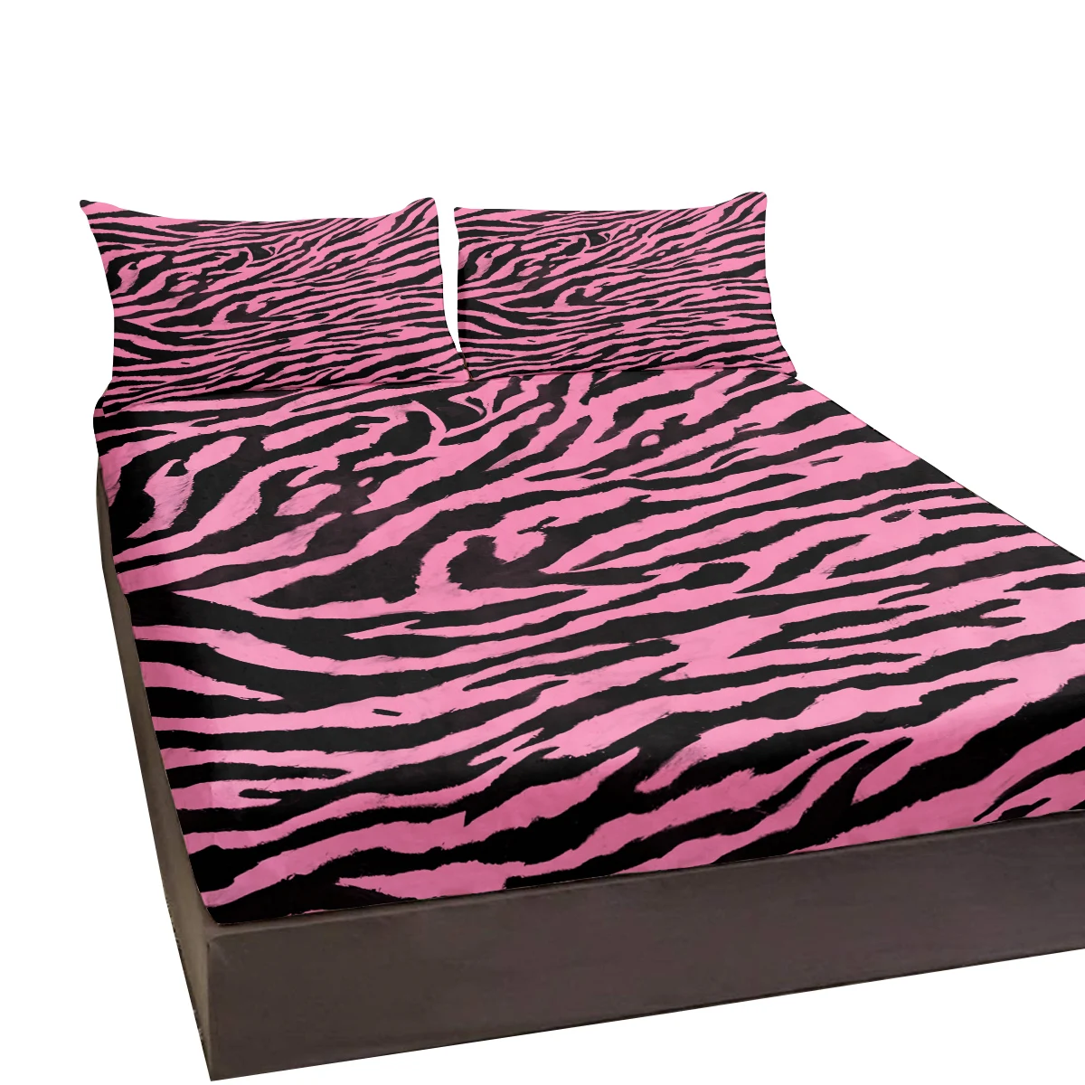 Pink Leopard Print Sheet Set Zebra Skin Ultra Soft 100% Microfiber Breathable Comfortable Bed Sheet Set 3 Pieces