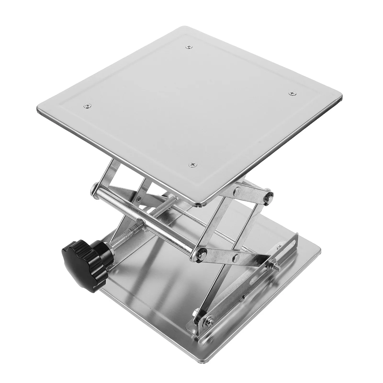 Stand Table Stainless Steel Manual Lifting Jack Platform 200x200mm Smooth Stable Elevation for Delicate Experiments