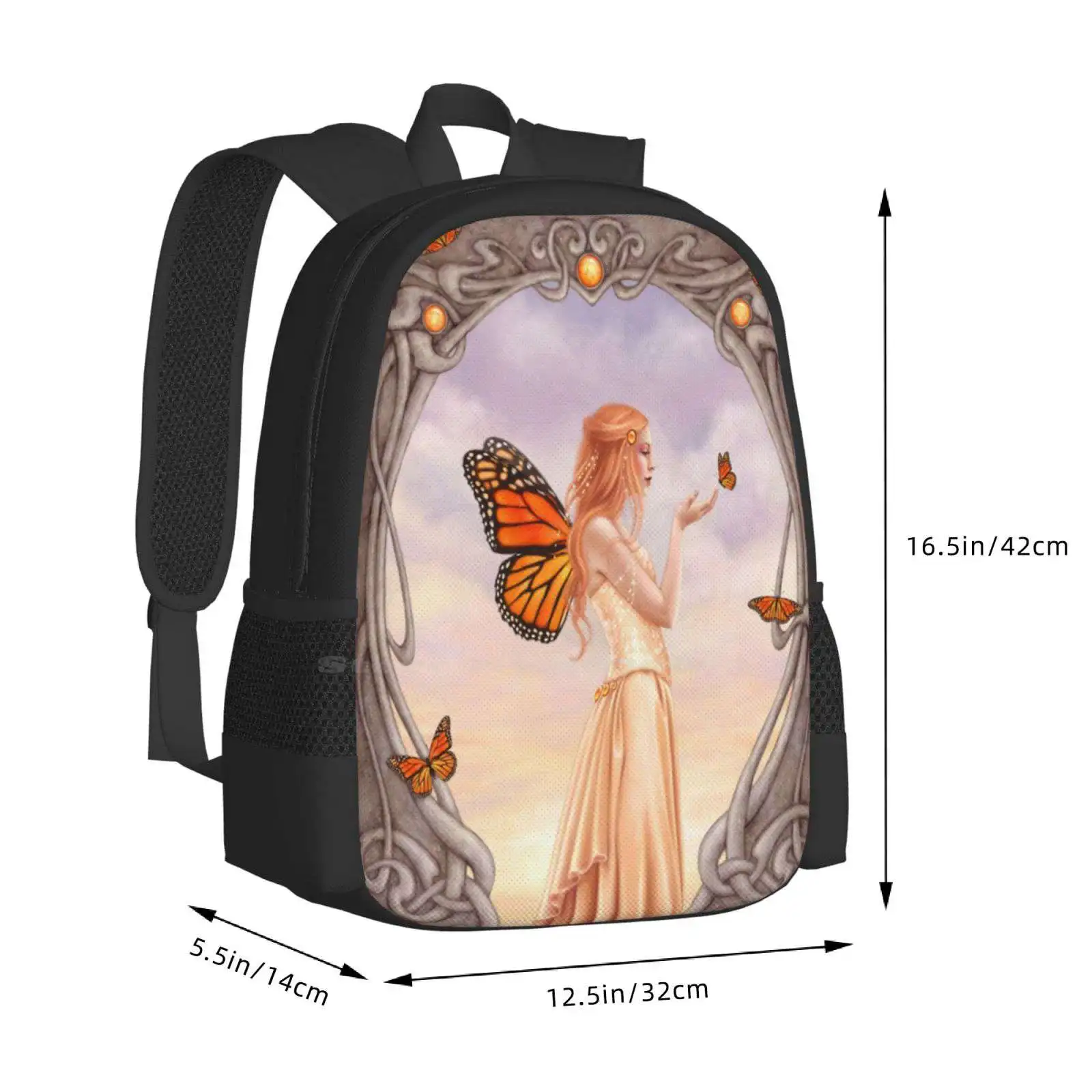 Citrine Birthstone Fairy Pattern Design Laptop Travel School Bags Birthstone November Birthday Citrine Yellow Orange Art