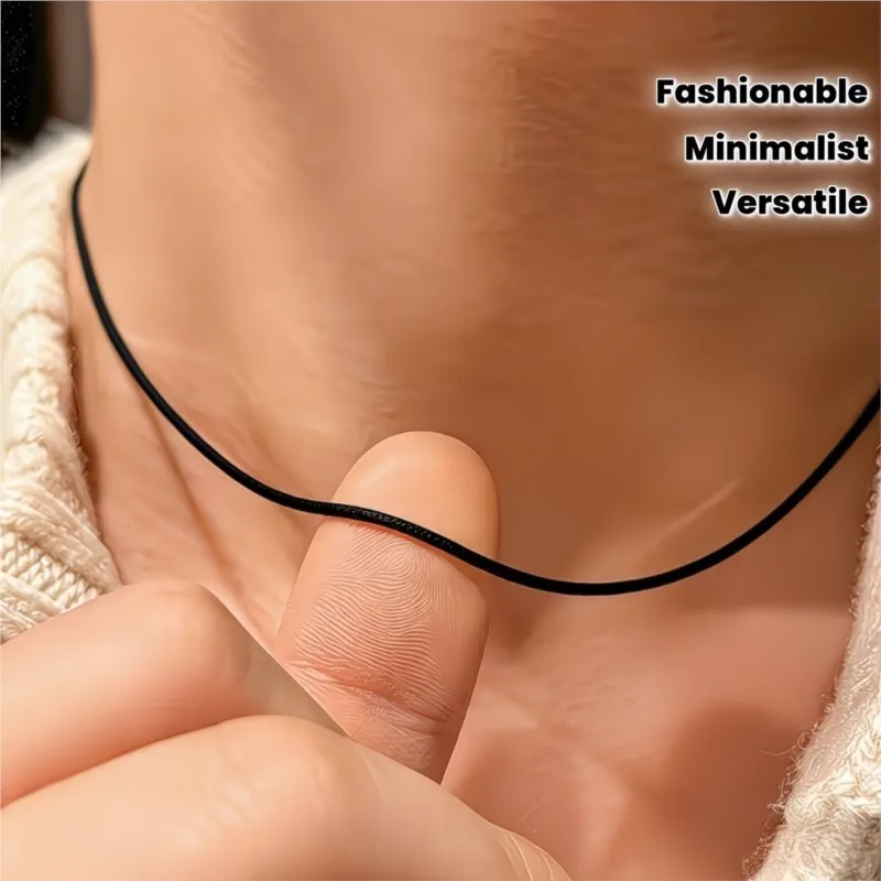 Modische Minimalistische Schwarze Edelstahl-Schlangenkette Halskette für Frauen Klassischer Minimalistischer Metallketten-Schmuck Geschenke – Detail 1