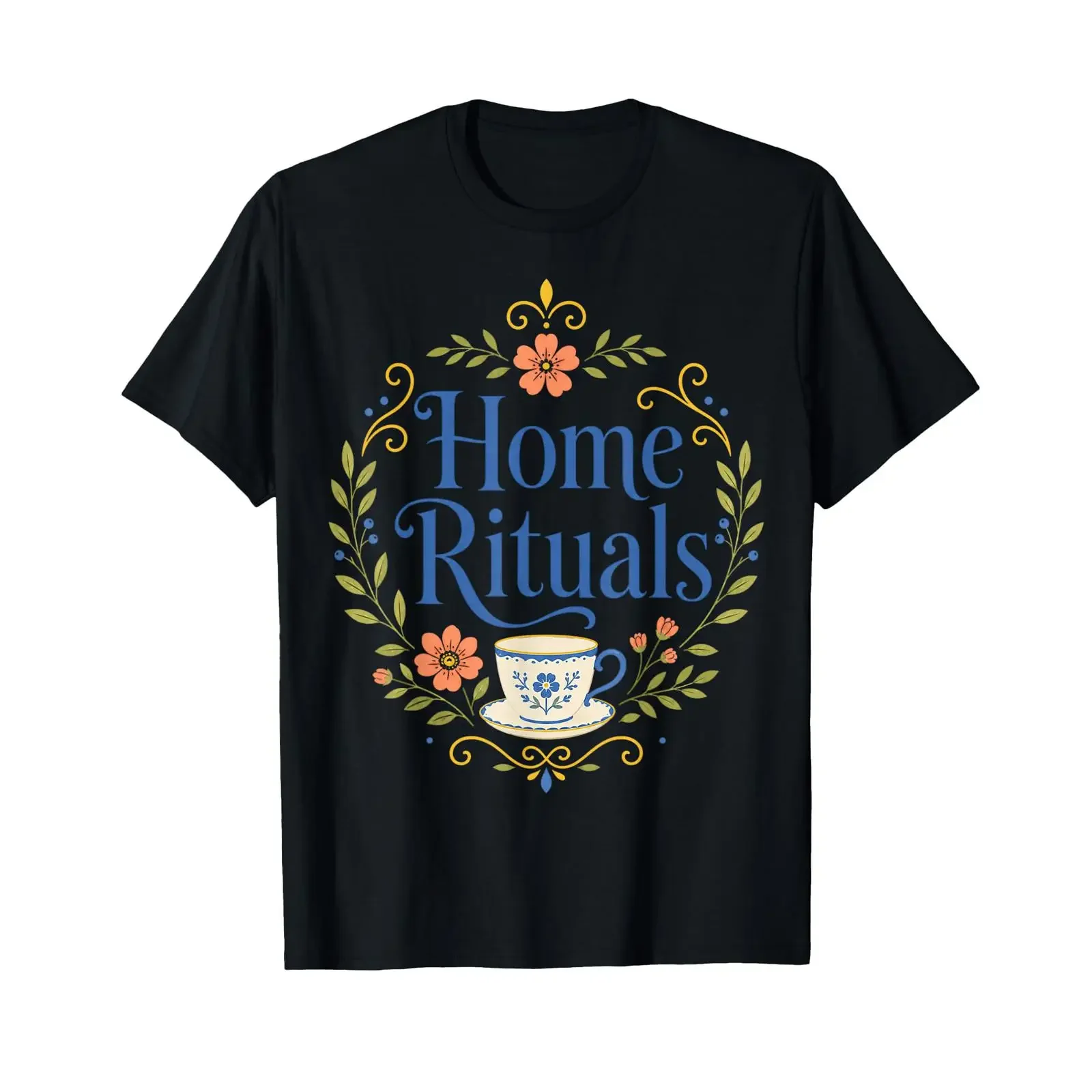 Home Rituals Camiseta Floral Cottagecore vintage Lavada Elástica con estampado gráfico Ropa de diseñador cómoda Elegante Transpirable Casual