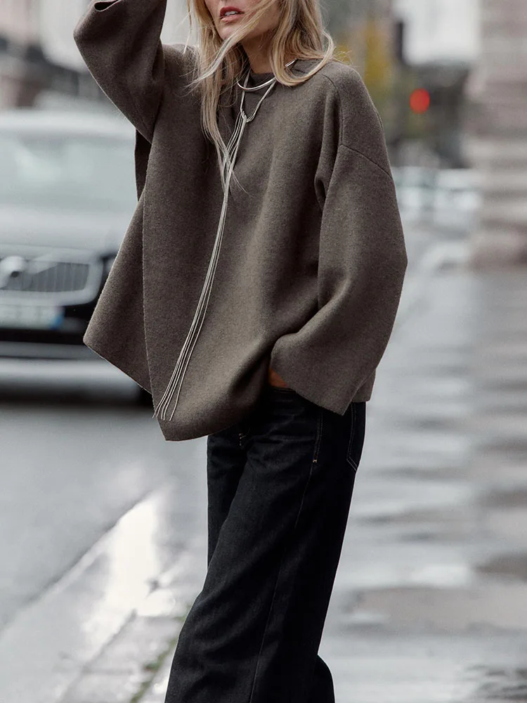 2025 inverno nova chegada feminino malha ort casaco jaet versátil design simples commute sle longo sve redondo ne outerwear