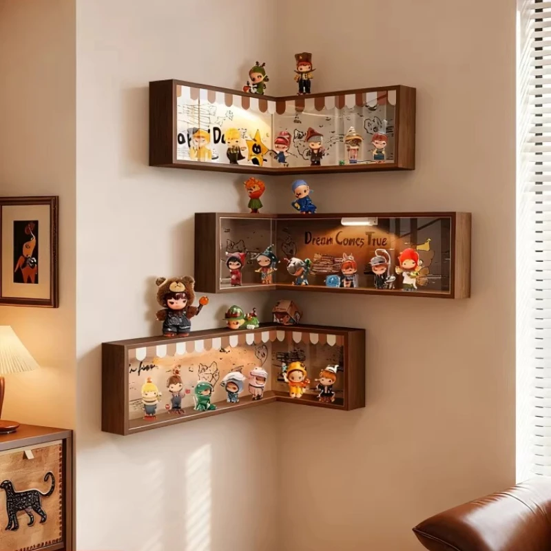 Wall-mounted storage acrylic transparent figure display cabinet, large dust-proof