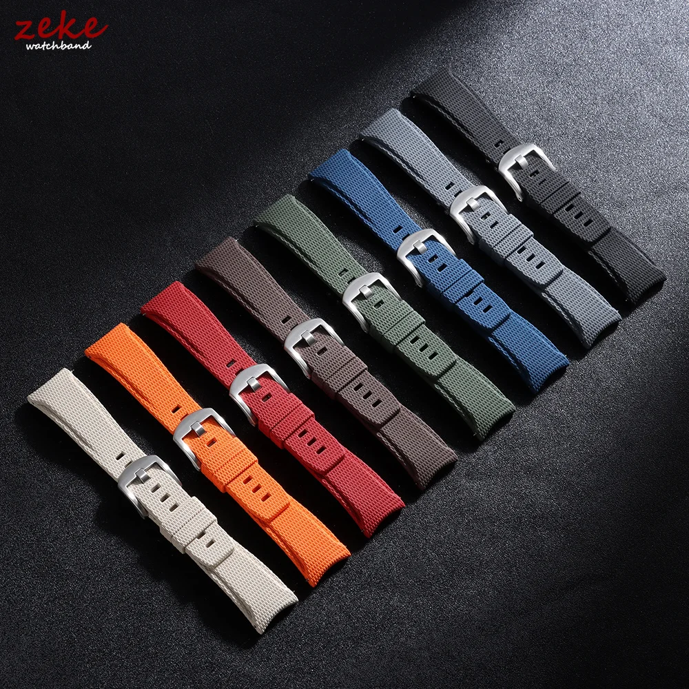 Curved End FKM Rubber Watch Strap Quick Release Band for Omega for Rolex for Seiko for Longines for Tissot Bracelet 20mm 21/22mm