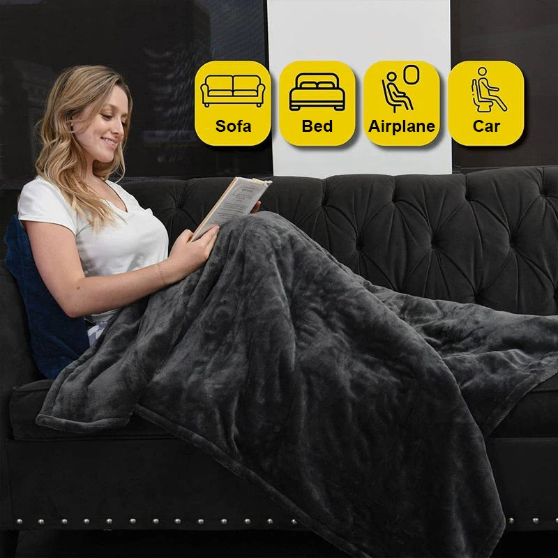 Electric Blankets Flannel & Sherpa Heated Blanket, 6 Heat Settings, 10-hour Time Auto-Off Function, Machine Washable