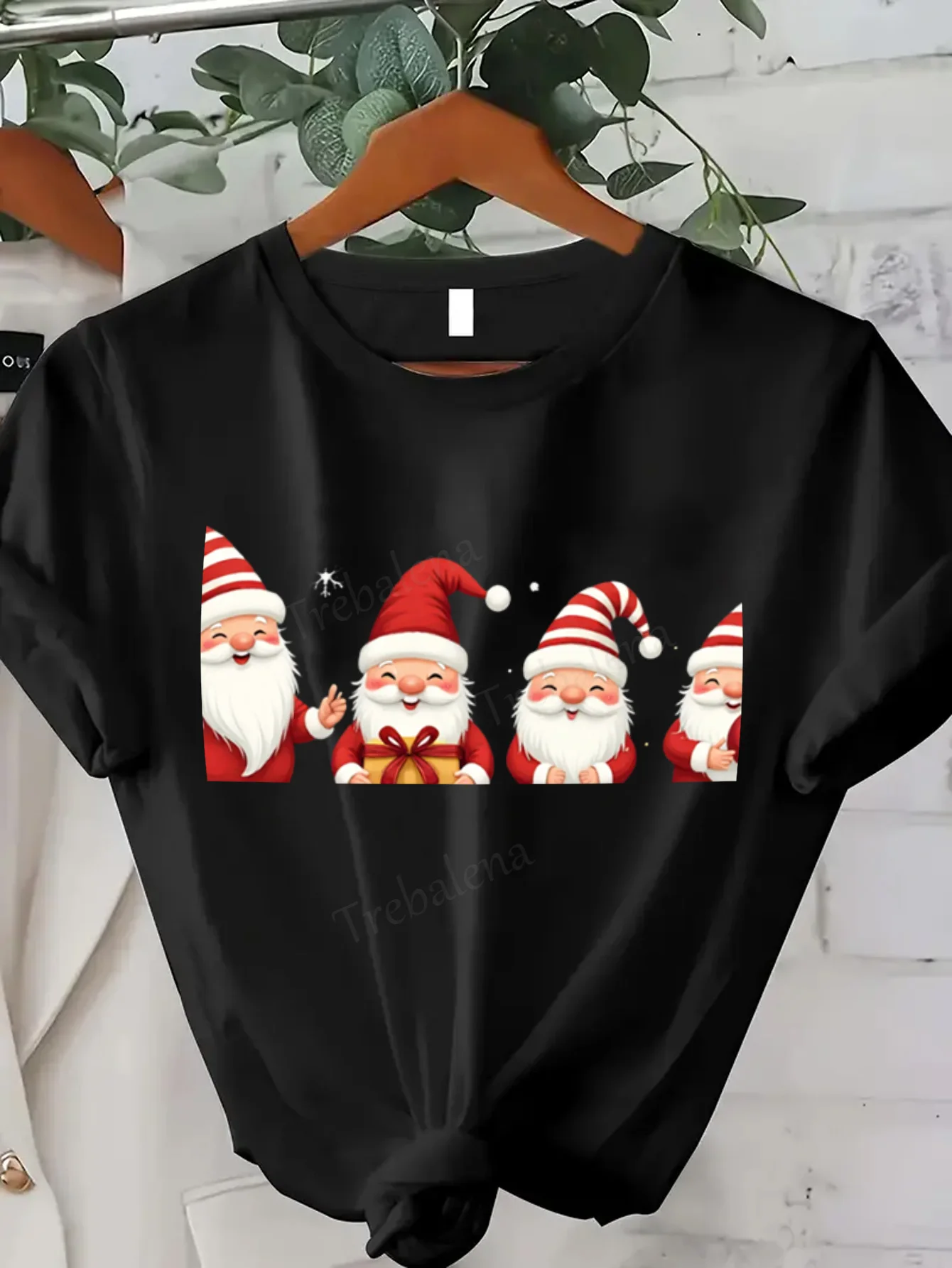 

Women T-shirt Cute Santa Gnomes Christmas T-Shirt for Women