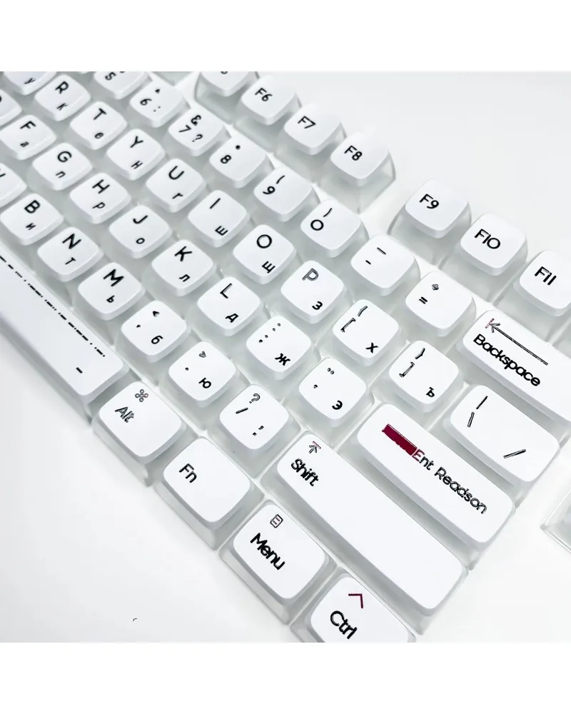 CBSA Height UV Printed Keycaps Minimal Double Milk Russian Layout Mechanical Keyboard Set