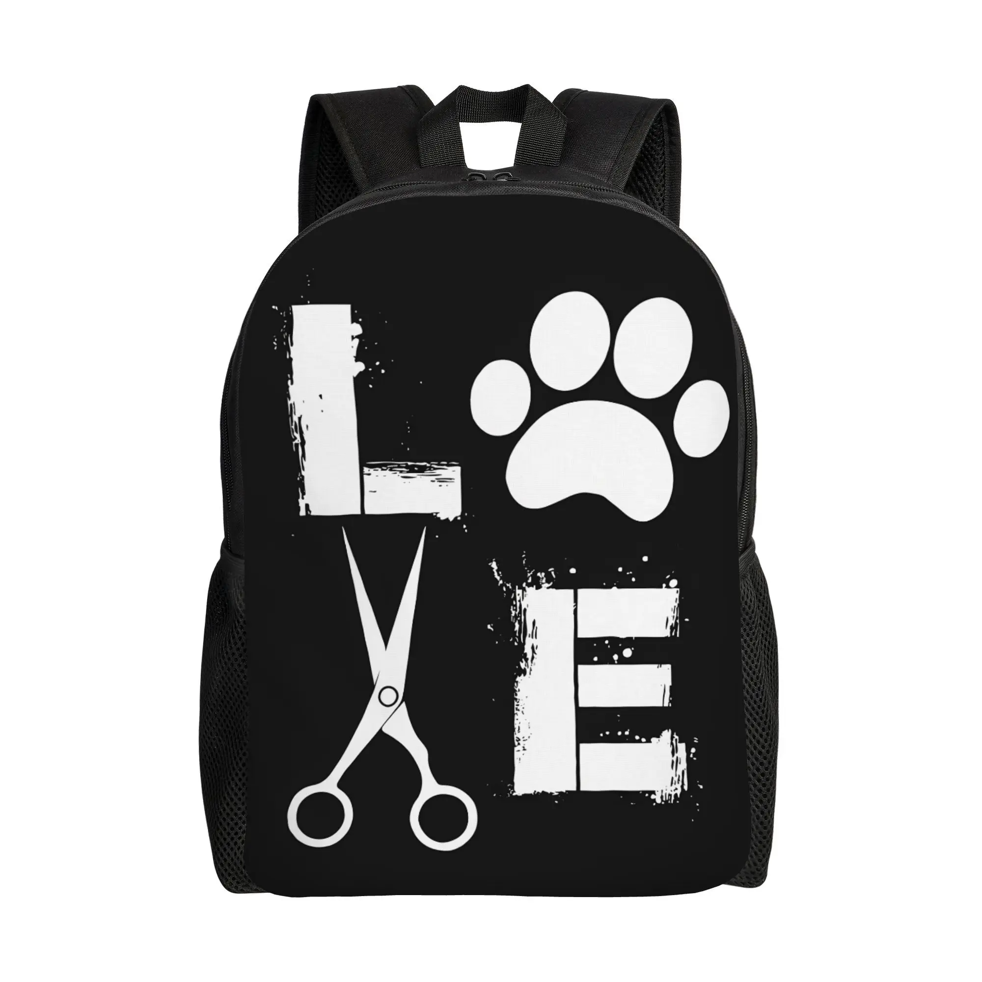 Pet Grooming Paw Print Barber Scissors Backpack Student Boys Girls BookBag School Bag Computer Shoulder Bags