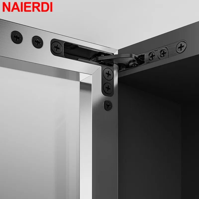 NAIERDI 2 Pieces Hidden Cabinet Hinge 25KG Adjustable Soft Closing Concealed Hinge Door Hinges For Aluminum Frame Wooden Door