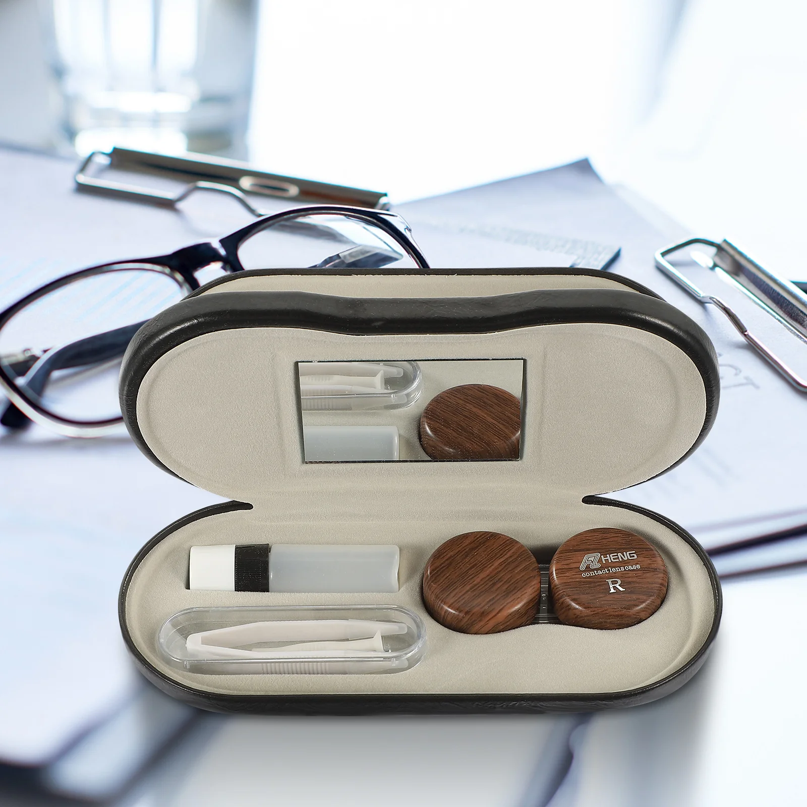 

1Set Glasses Case Double Layer Design Dual-Purpose Portable Organizer for Eyeglasses Sunglasses Travel Home Outdoor Use