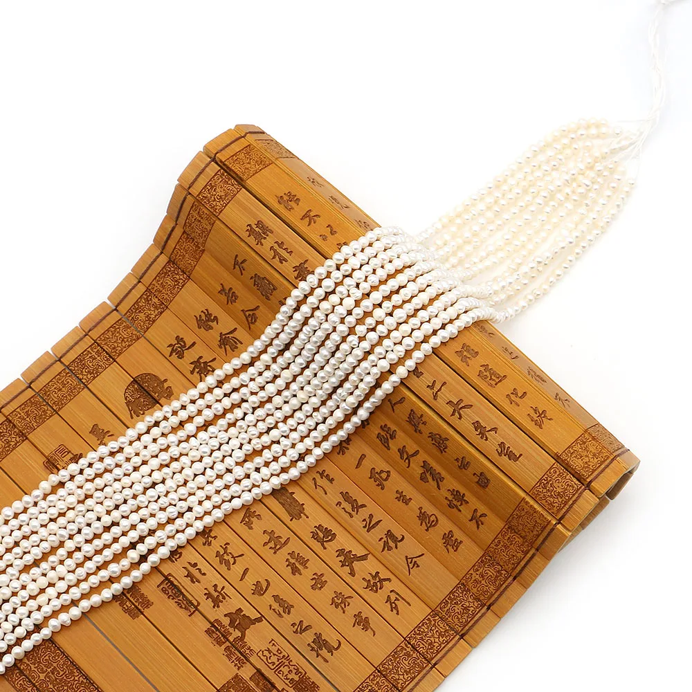 

1 Strand Natural White Freshwater Threaded Punch Pearl Isolation Loose Beaded for Handmade DIY Bracelet Necklace Accessories
