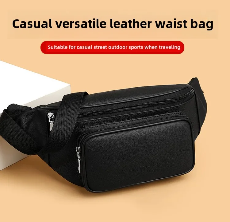 New Men's Chest Bag, Fashionable Genuine Leather, New Unisex Cowhide Single Shoulder Casual Shoulder Bag