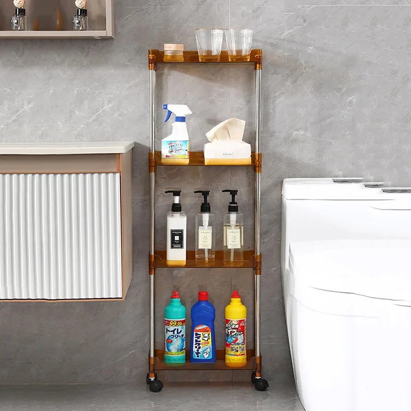 Large Capacity Bathroom Shelves for Toiletries, Removable Floor Standing Organizer, Multi-Layer PET Storage, Space-Saving Design